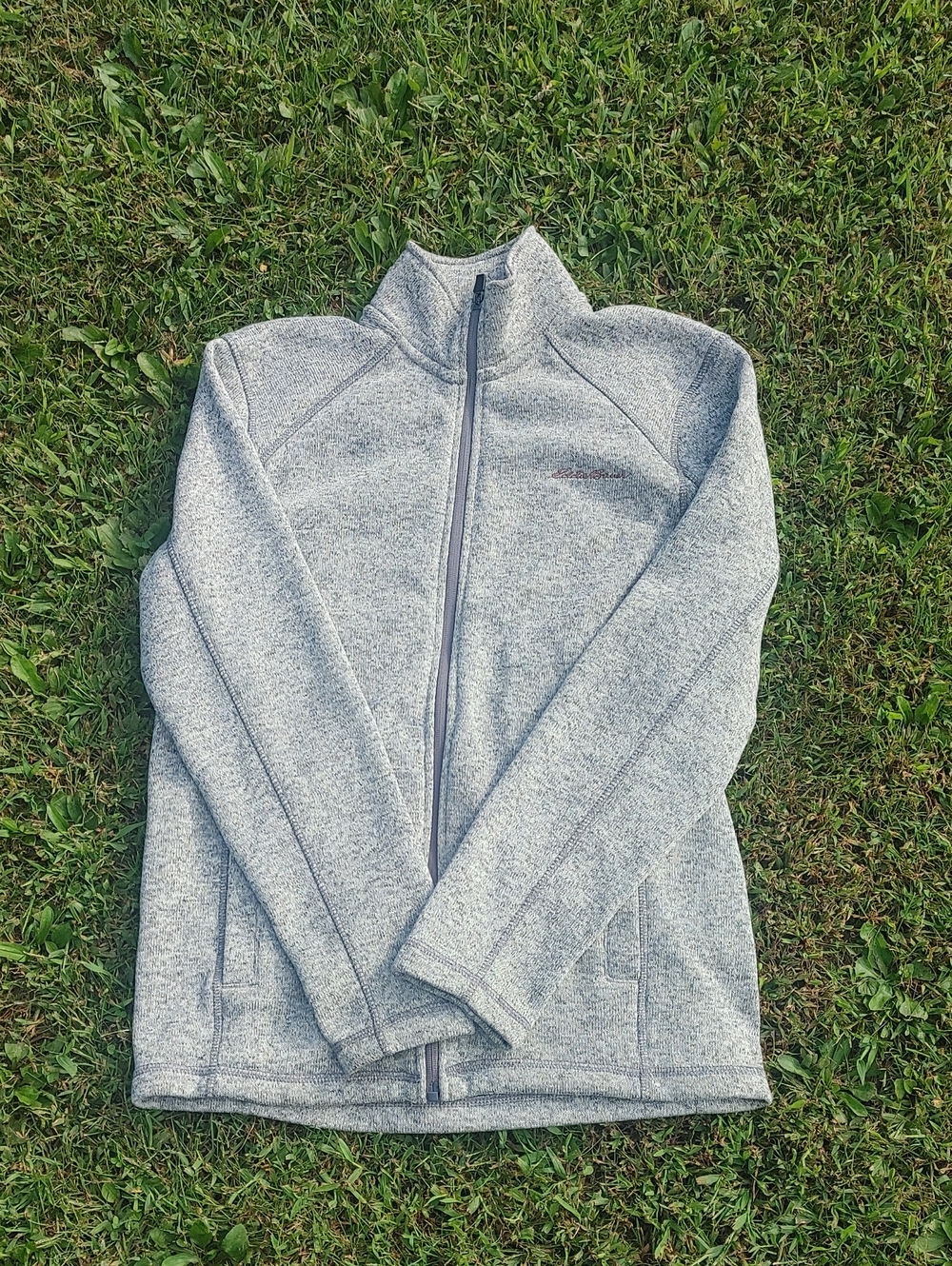 Eddie Bauer Heathered Light Gray Full-Zip Utility Jacket